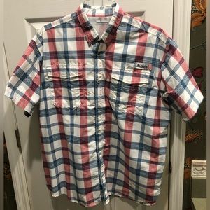 Columbia Performance Fishing Gear Men’s XL MultiColor Plaid Vented Short Sleeve